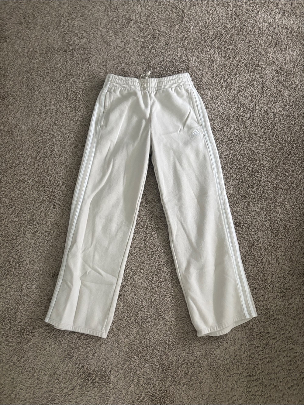 adidas White Three-Stripe Track Pants